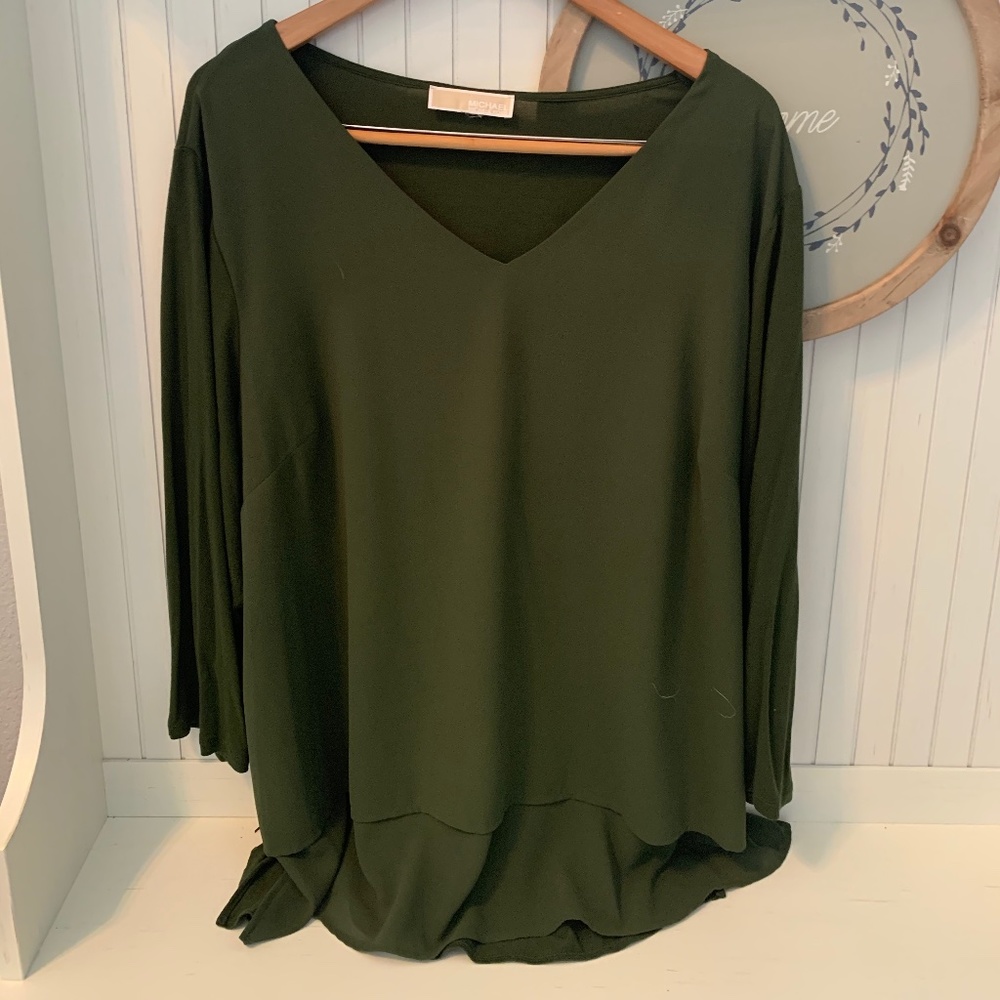 Michael Kors Long Sleeve Multilayer Woven Top